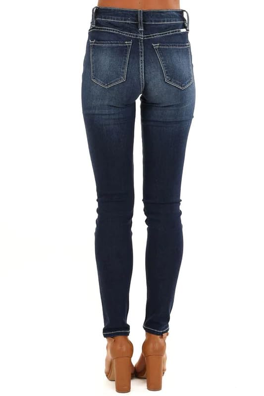 Allimy Women's High Rise Skinny Stretch Ripped Jeans High Waisted Destroyed Denim Pants