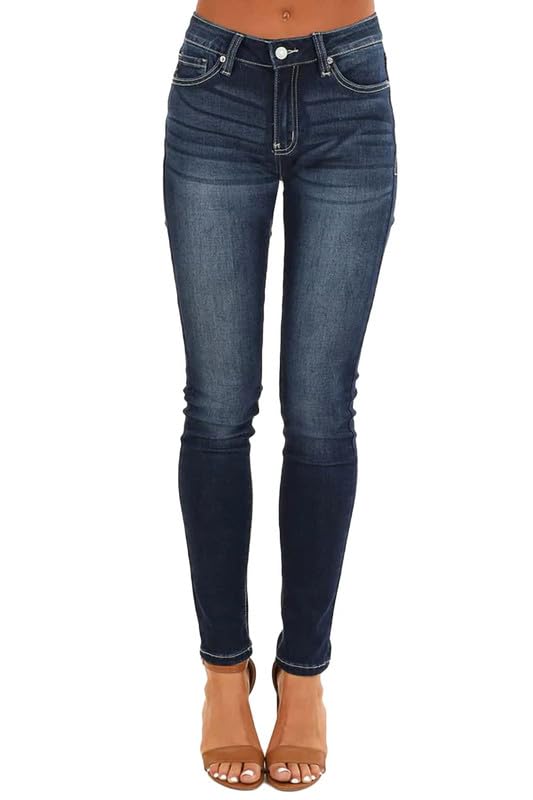 Allimy Women's High Rise Skinny Stretch Ripped Jeans High Waisted Destroyed Denim Pants
