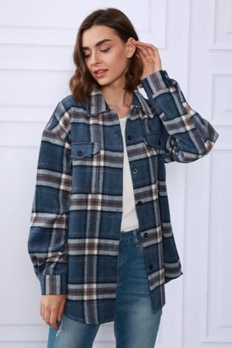 AUTOMET Womens Fall Outfits Fashion Clothes Shackets Flannel Plaid Button Down Long Sleeve Shirts Jackets 2024