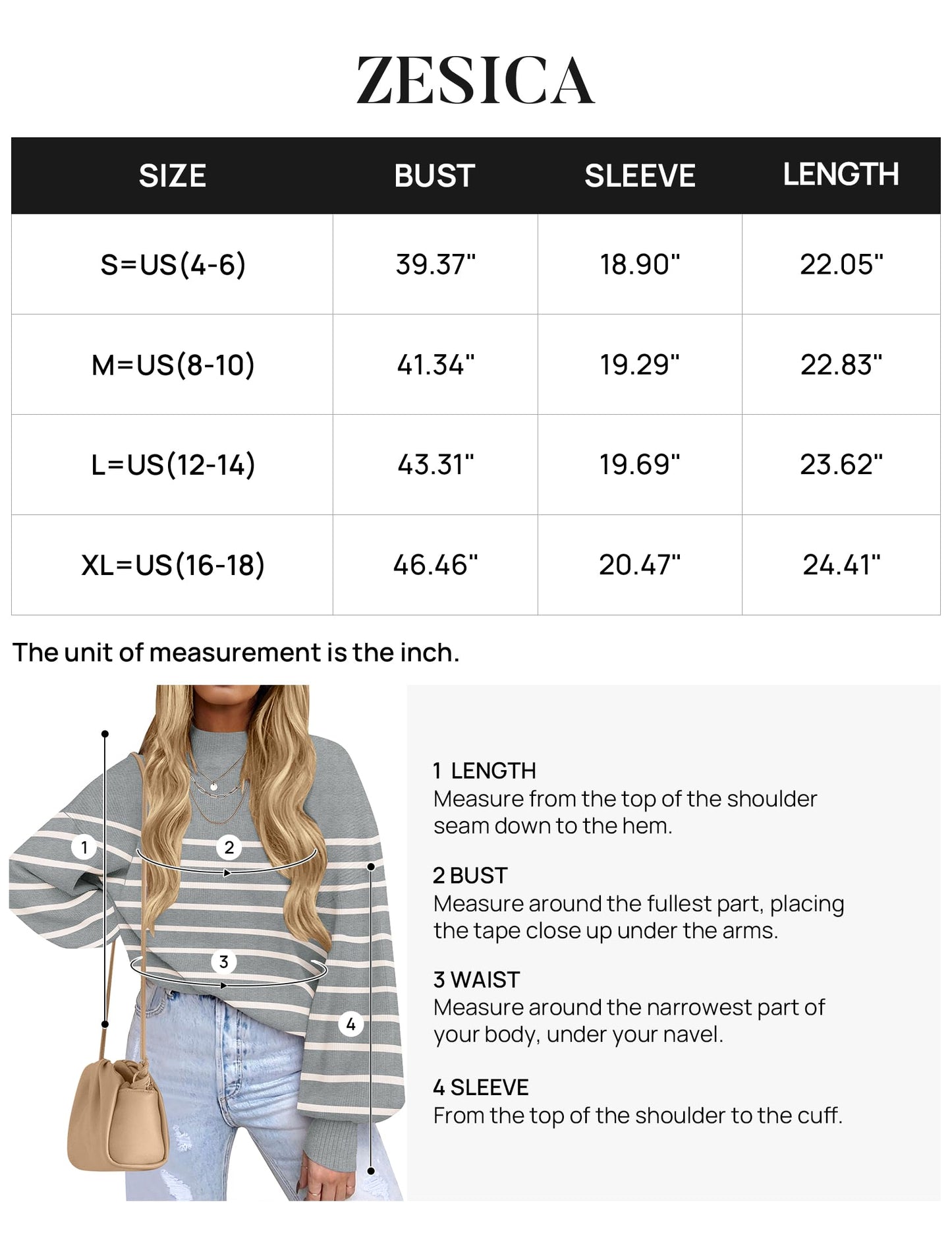 ZESICA Women's 2024 Fall Fashion Turtleneck Long Sleeve Striped Ribbed Knit Loose Pullover Sweater Tops