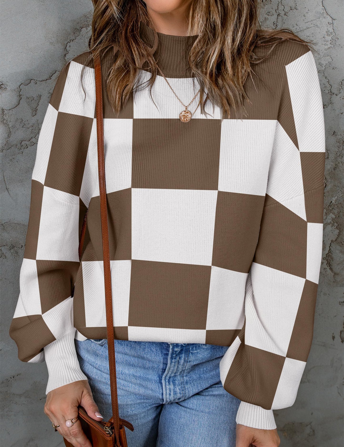 ZESICA Women's 2024 Fall Fashion Turtleneck Long Sleeve Striped Ribbed Knit Loose Pullover Sweater Tops