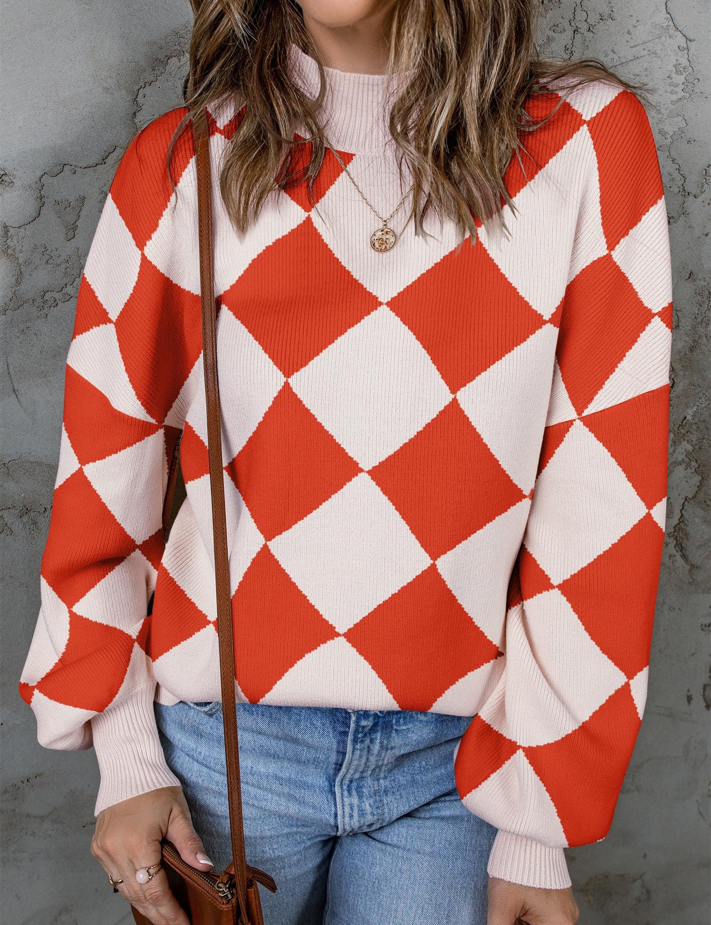 ZESICA Women's 2024 Fall Fashion Turtleneck Long Sleeve Striped Ribbed Knit Loose Pullover Sweater Tops