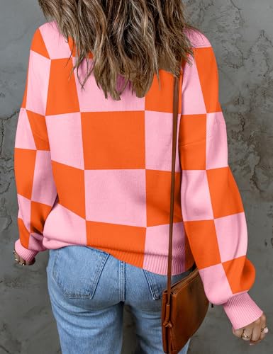 ZESICA Women's 2024 Fall Fashion Turtleneck Long Sleeve Striped Ribbed Knit Loose Pullover Sweater Tops