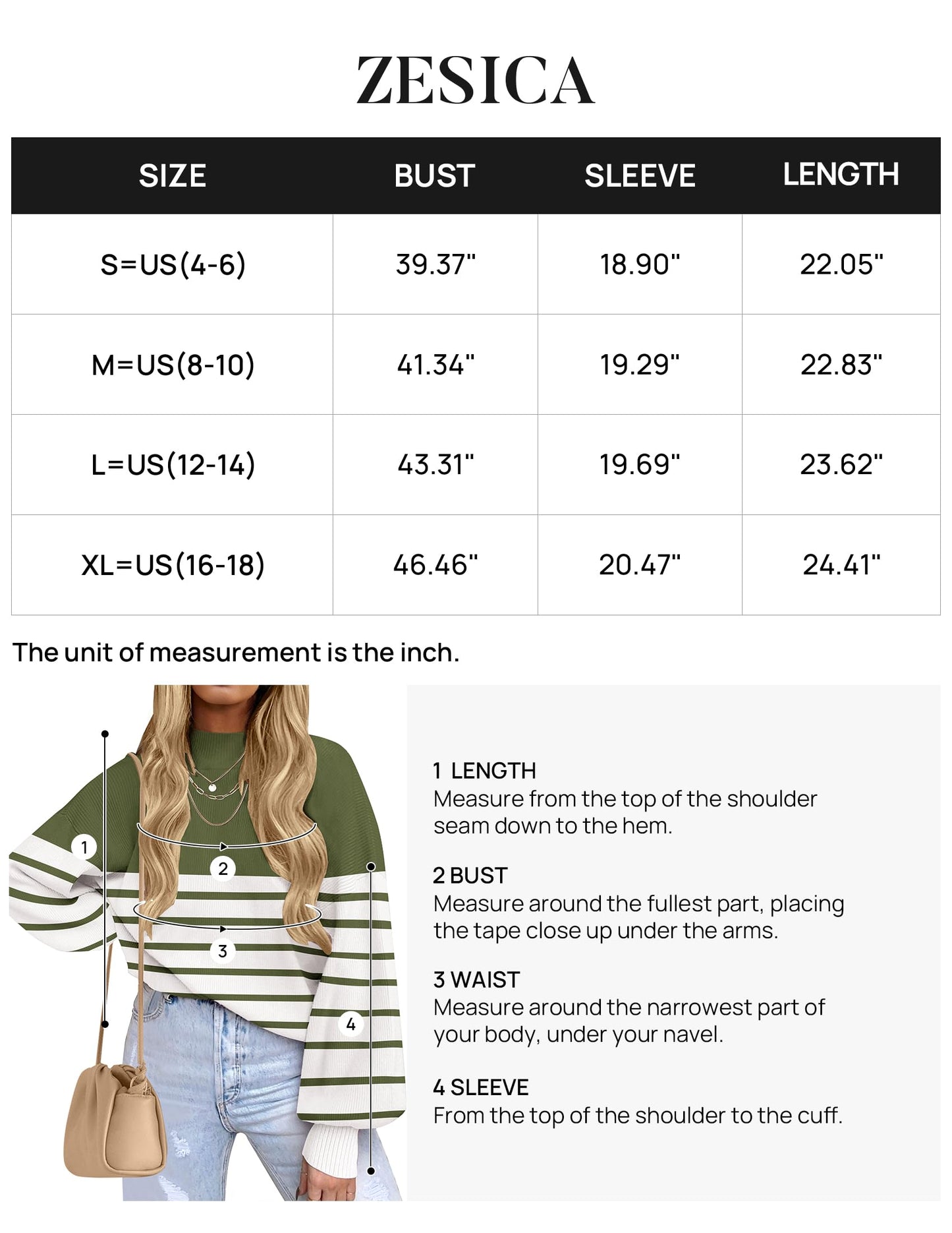 ZESICA Women's 2024 Fall Fashion Turtleneck Long Sleeve Striped Ribbed Knit Loose Pullover Sweater Tops
