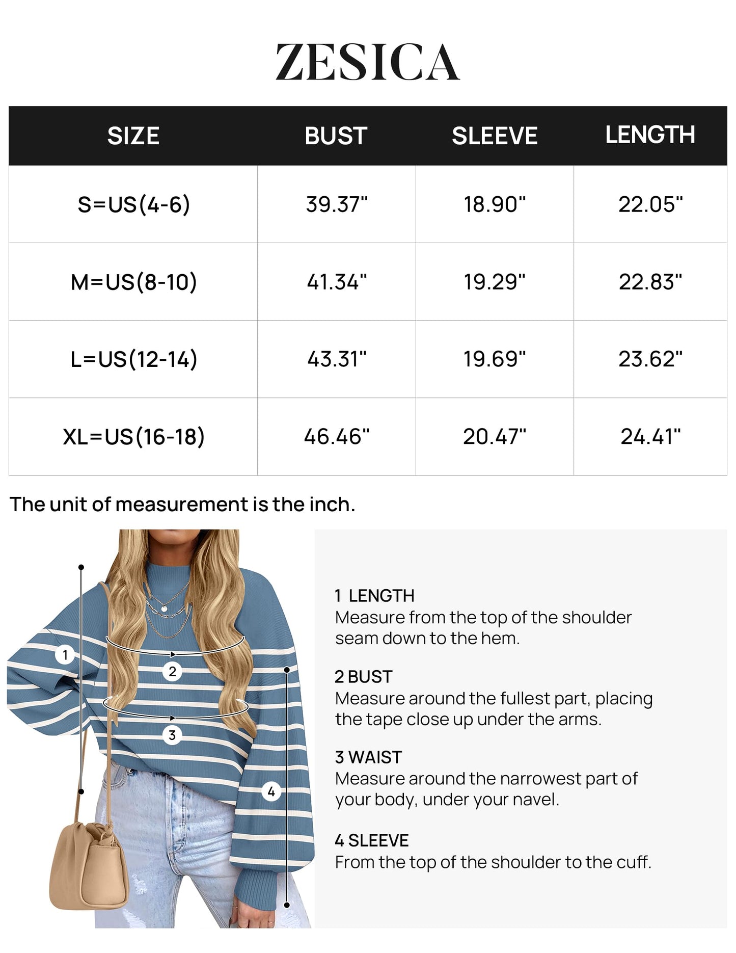 ZESICA Women's 2024 Fall Fashion Turtleneck Long Sleeve Striped Ribbed Knit Loose Pullover Sweater Tops