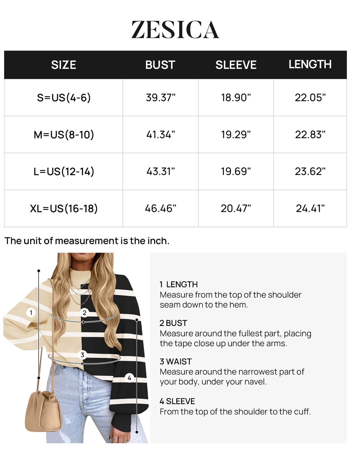 ZESICA Women's 2024 Fall Fashion Turtleneck Long Sleeve Striped Ribbed Knit Loose Pullover Sweater Tops