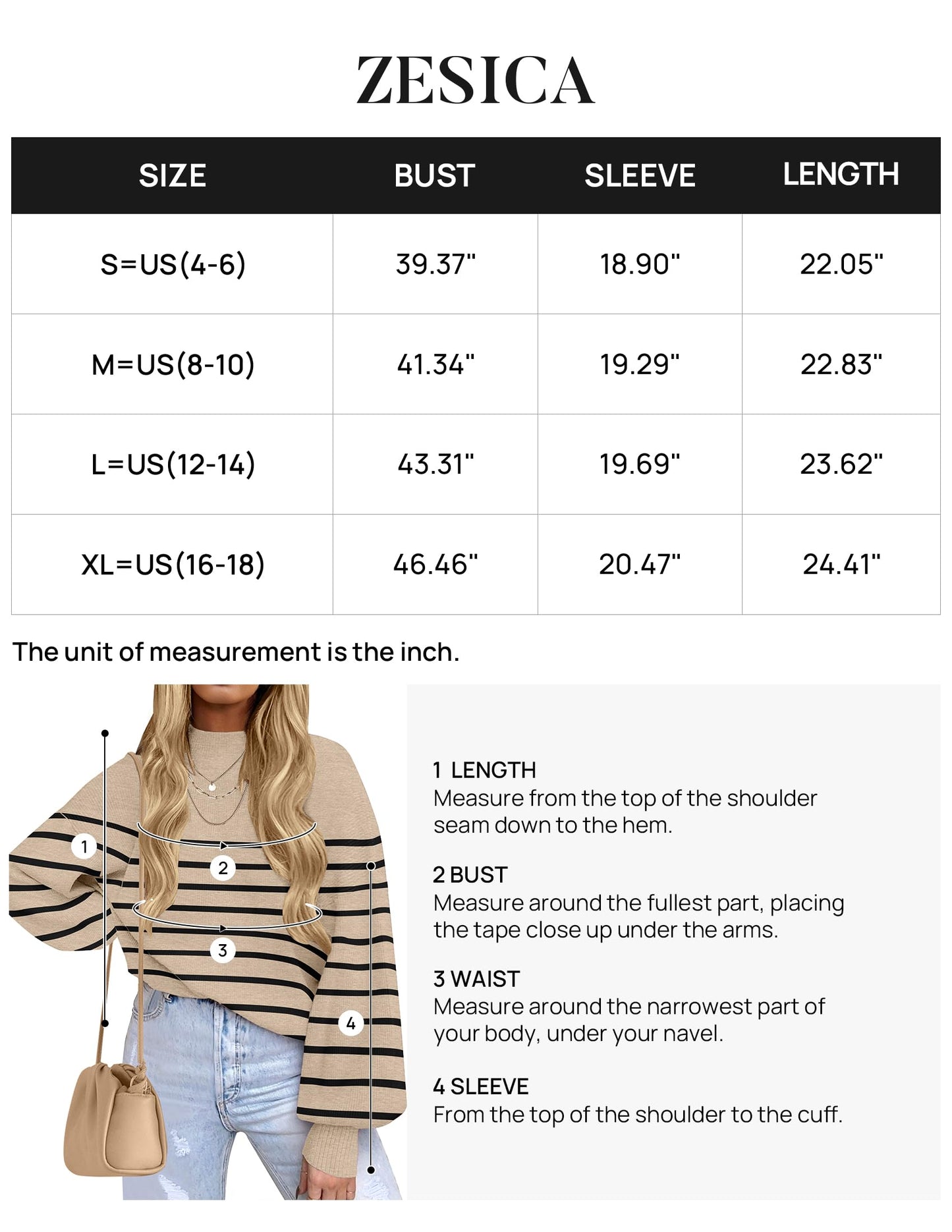 ZESICA Women's 2024 Fall Fashion Turtleneck Long Sleeve Striped Ribbed Knit Loose Pullover Sweater Tops