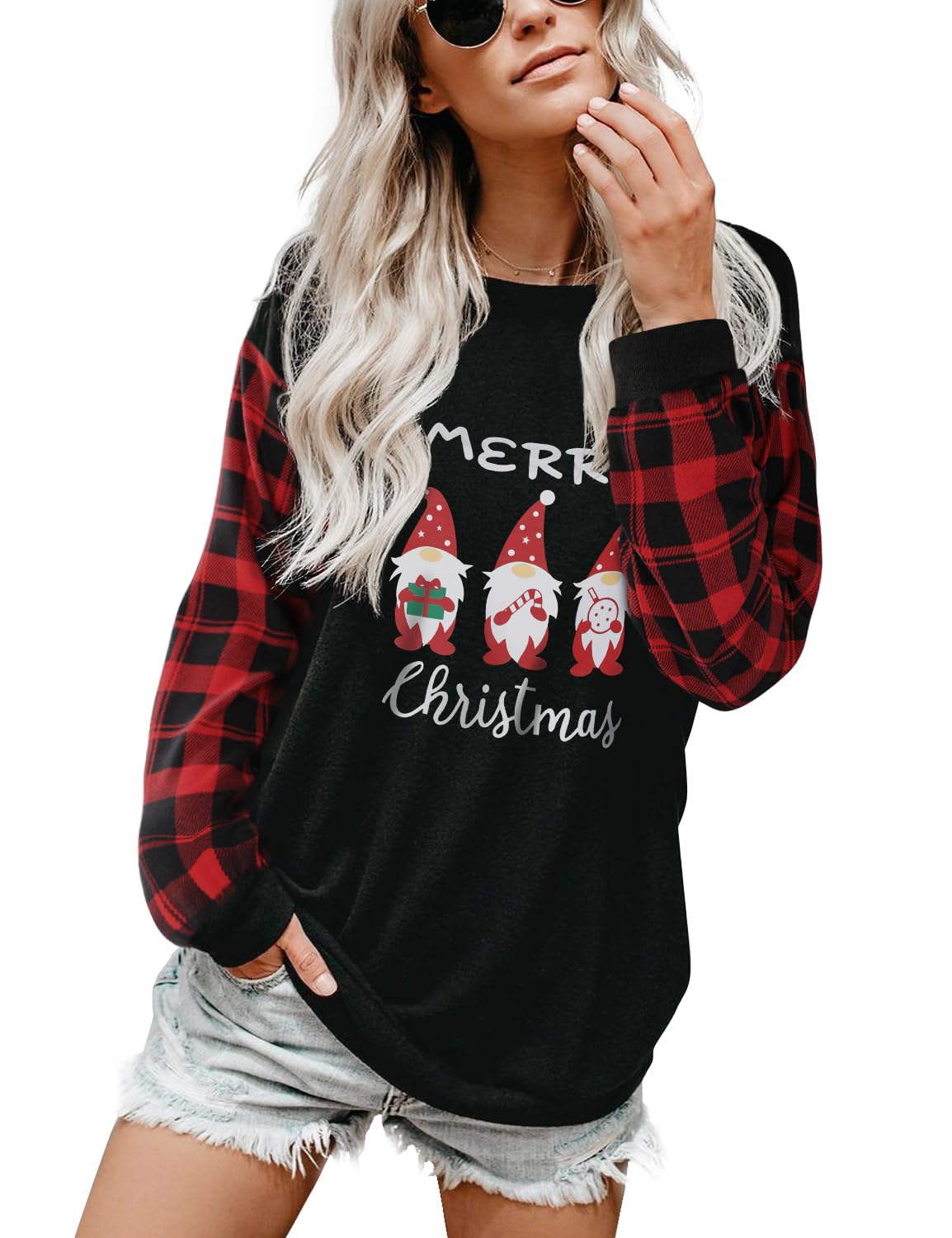 Blooming Jelly Womens Knit Pullover Sweaters Crewneck Long Sleeve Star Print Lightweight Cute Top
