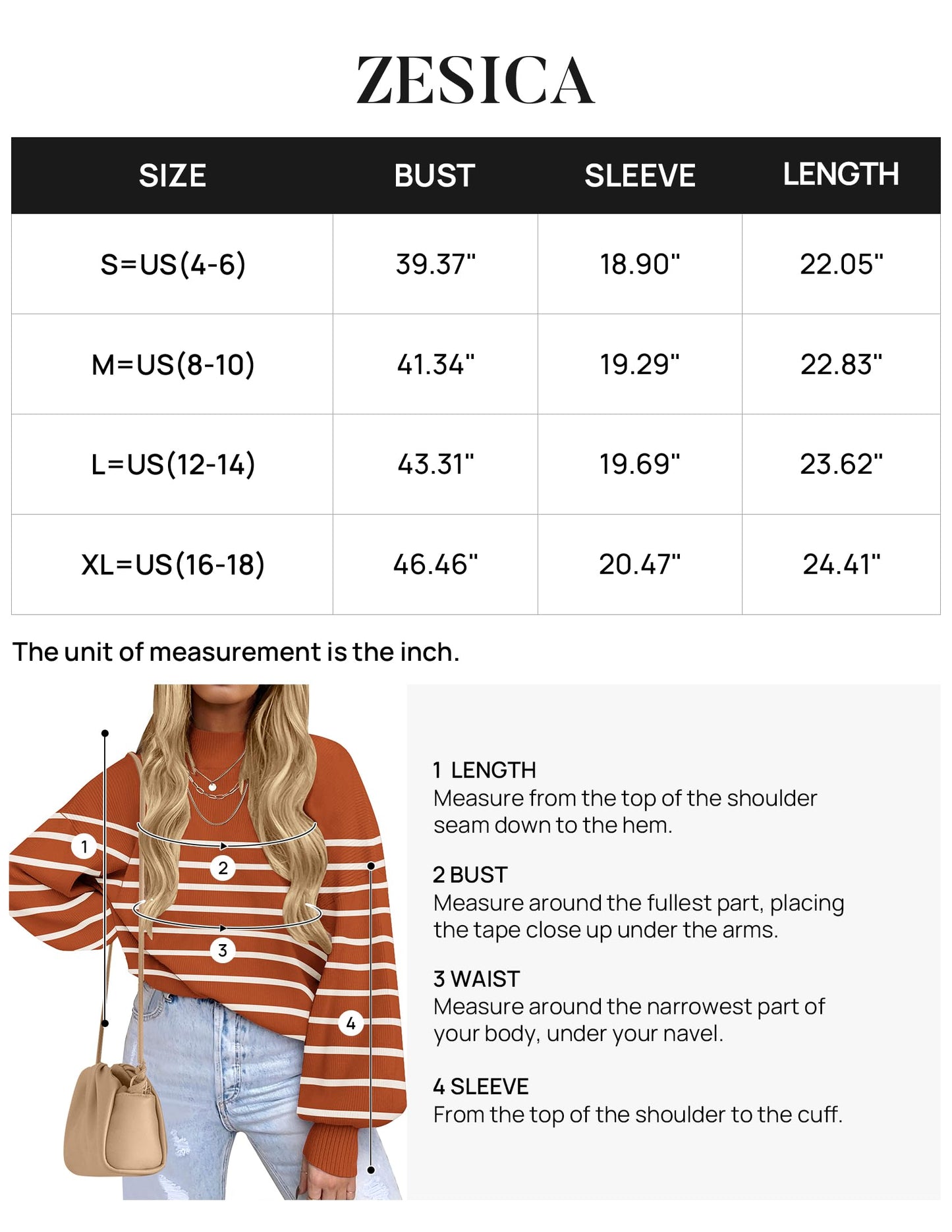 ZESICA Women's 2024 Fall Fashion Turtleneck Long Sleeve Striped Ribbed Knit Loose Pullover Sweater Tops