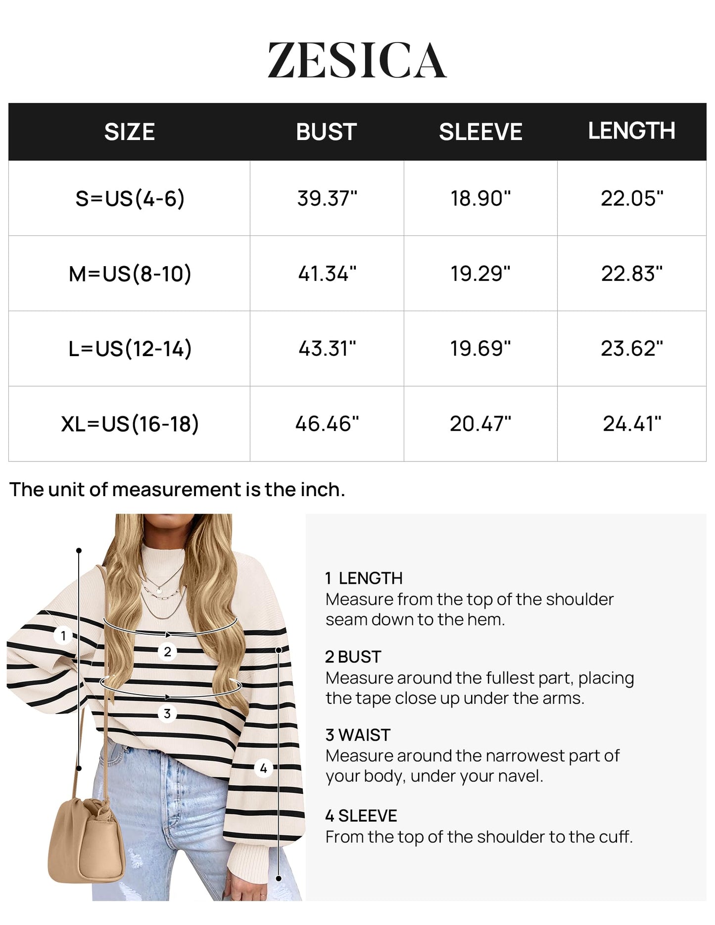 ZESICA Women's 2024 Fall Fashion Turtleneck Long Sleeve Striped Ribbed Knit Loose Pullover Sweater Tops