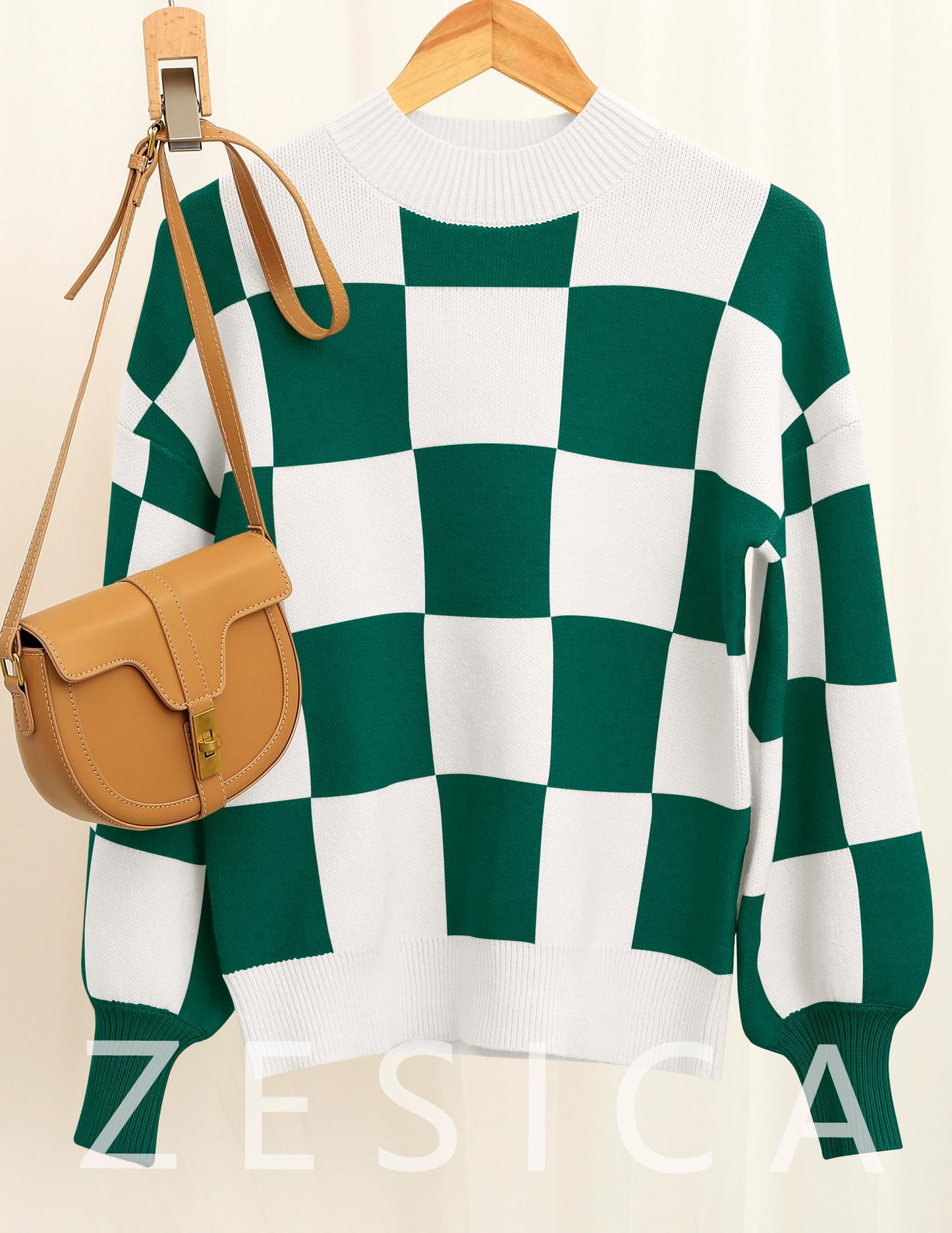 ZESICA Women's 2024 Fall Fashion Turtleneck Long Sleeve Striped Ribbed Knit Loose Pullover Sweater Tops