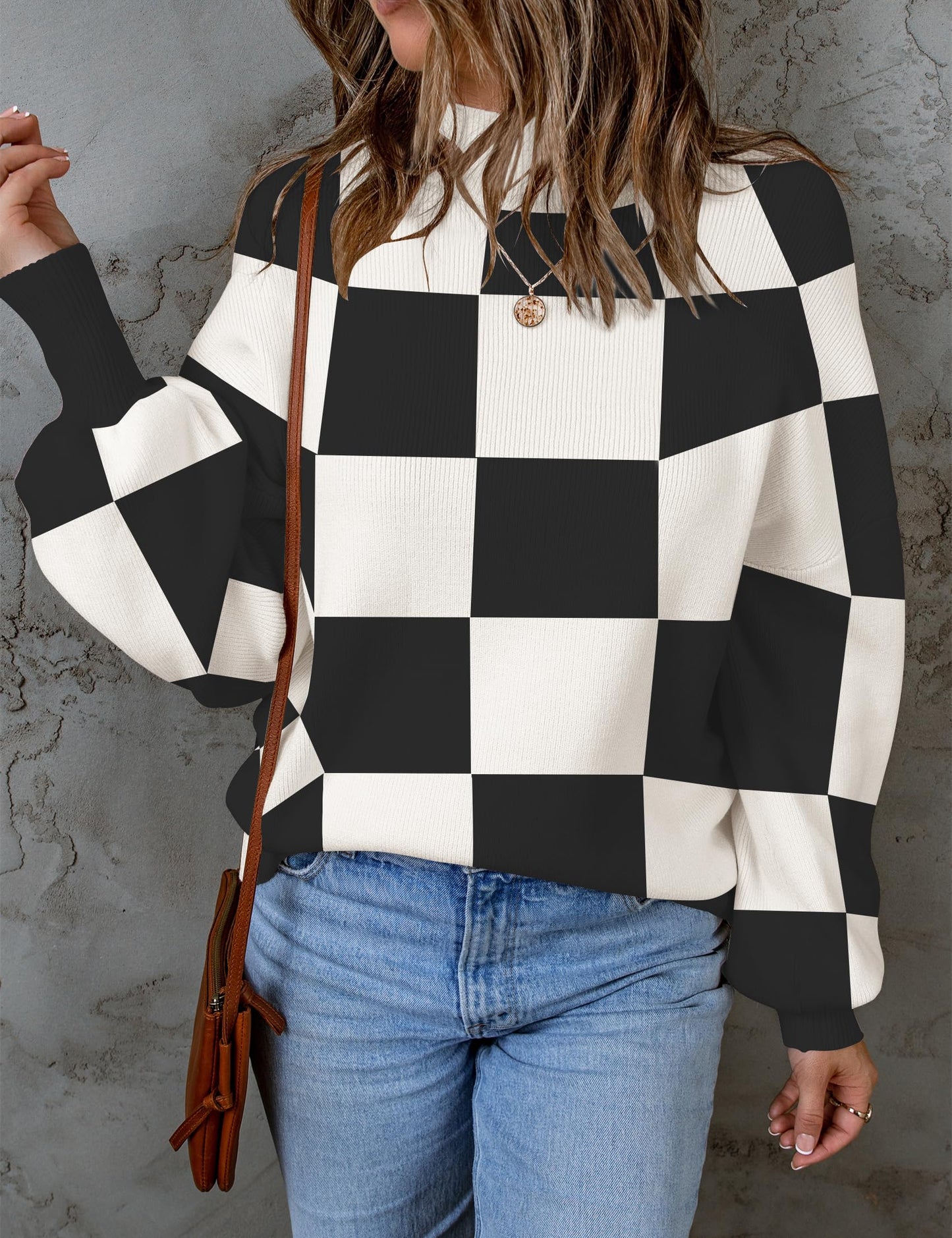 ZESICA Women's 2024 Fall Fashion Turtleneck Long Sleeve Striped Ribbed Knit Loose Pullover Sweater Tops
