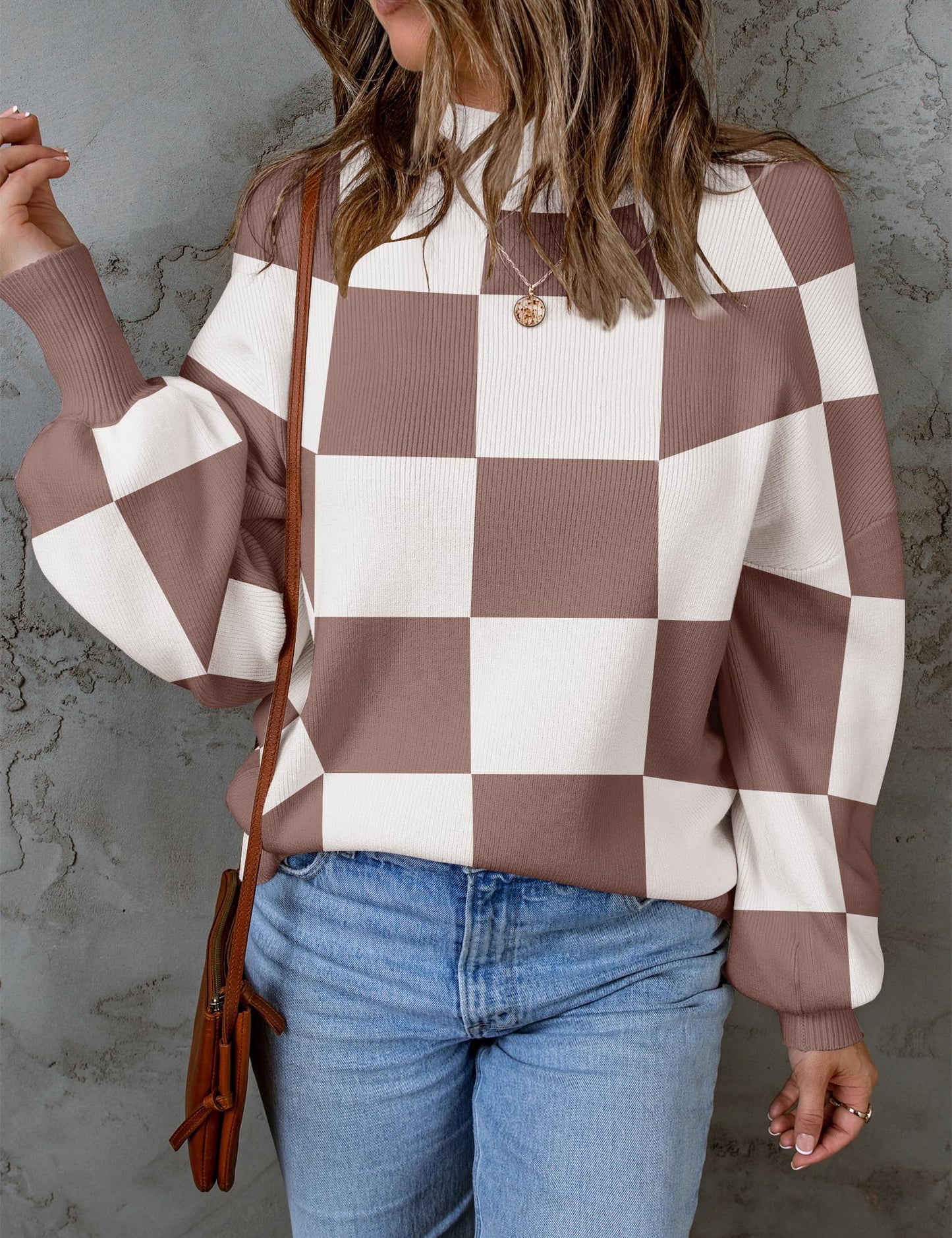 ZESICA Women's 2024 Fall Fashion Turtleneck Long Sleeve Striped Ribbed Knit Loose Pullover Sweater Tops