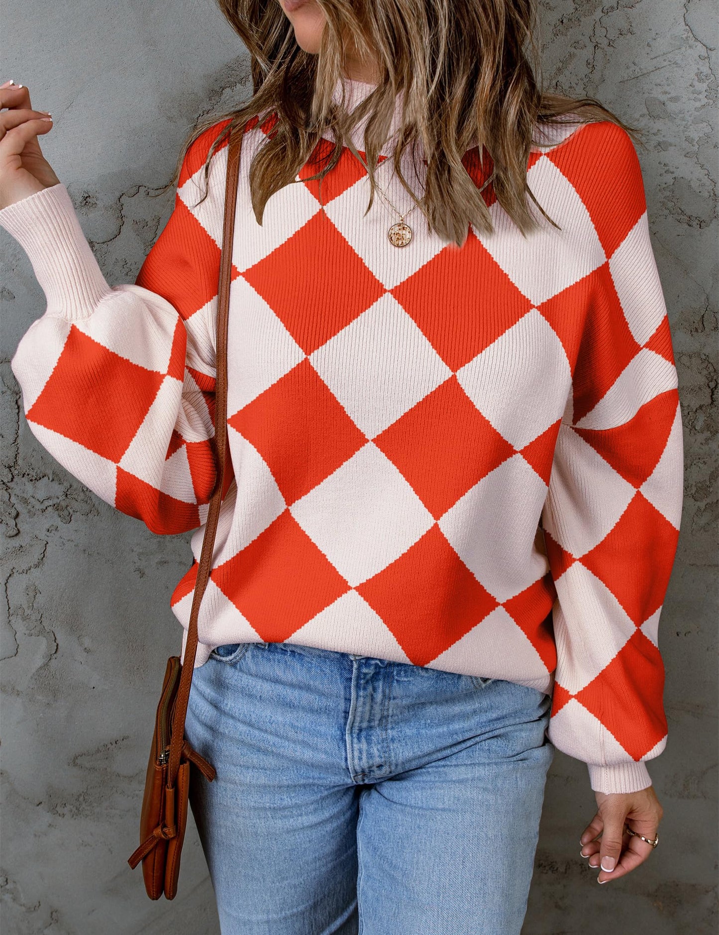 ZESICA Women's 2024 Fall Fashion Turtleneck Long Sleeve Striped Ribbed Knit Loose Pullover Sweater Tops