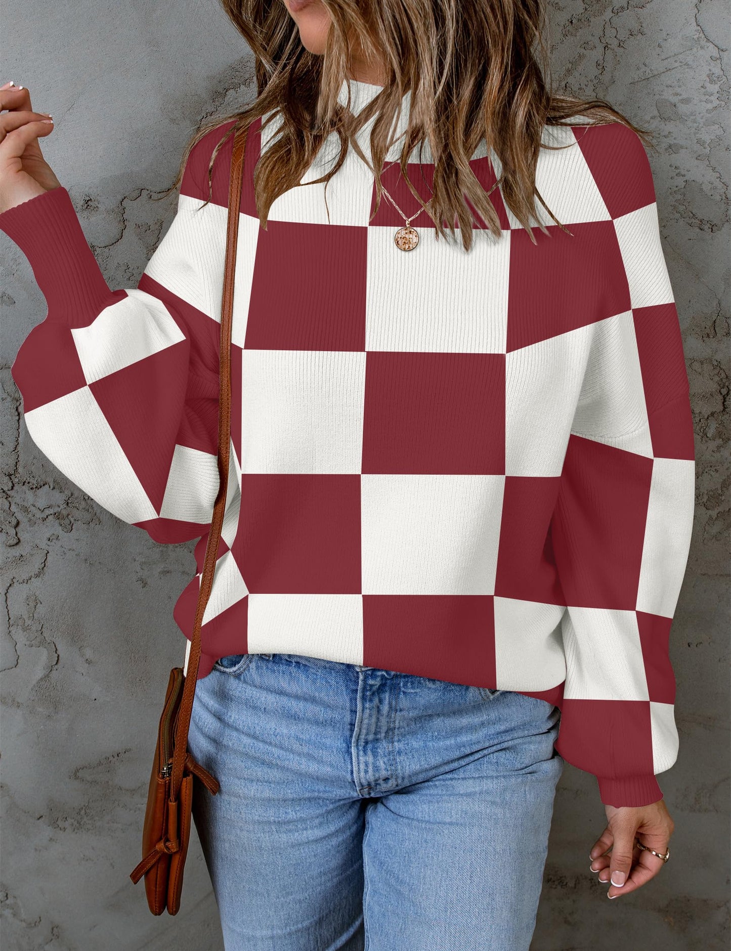 ZESICA Women's 2024 Fall Fashion Turtleneck Long Sleeve Striped Ribbed Knit Loose Pullover Sweater Tops