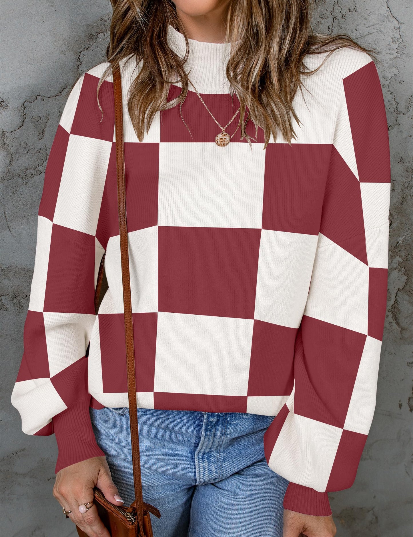 ZESICA Women's 2024 Fall Fashion Turtleneck Long Sleeve Striped Ribbed Knit Loose Pullover Sweater Tops