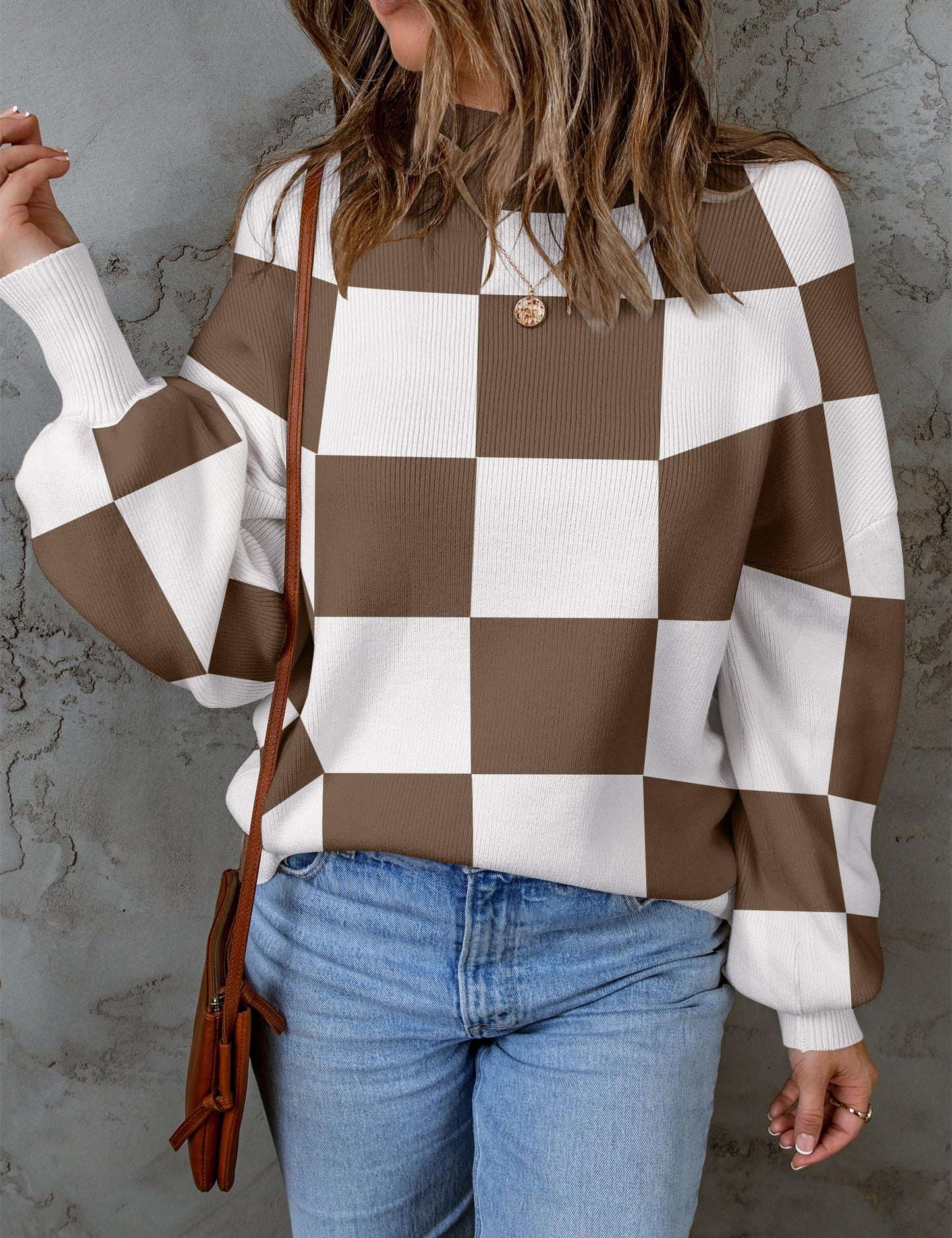 ZESICA Women's 2024 Fall Fashion Turtleneck Long Sleeve Striped Ribbed Knit Loose Pullover Sweater Tops