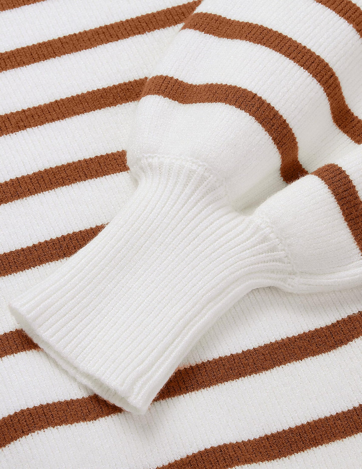 ZESICA Women's 2024 Fall Fashion Turtleneck Long Sleeve Striped Ribbed Knit Loose Pullover Sweater Tops