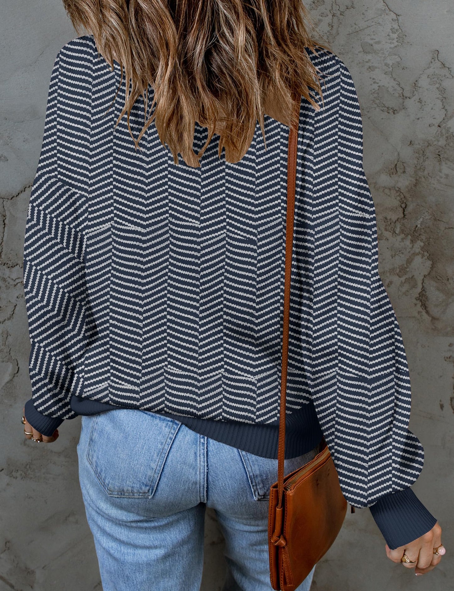 ZESICA Women's 2024 Fall Fashion Turtleneck Long Sleeve Striped Ribbed Knit Loose Pullover Sweater Tops