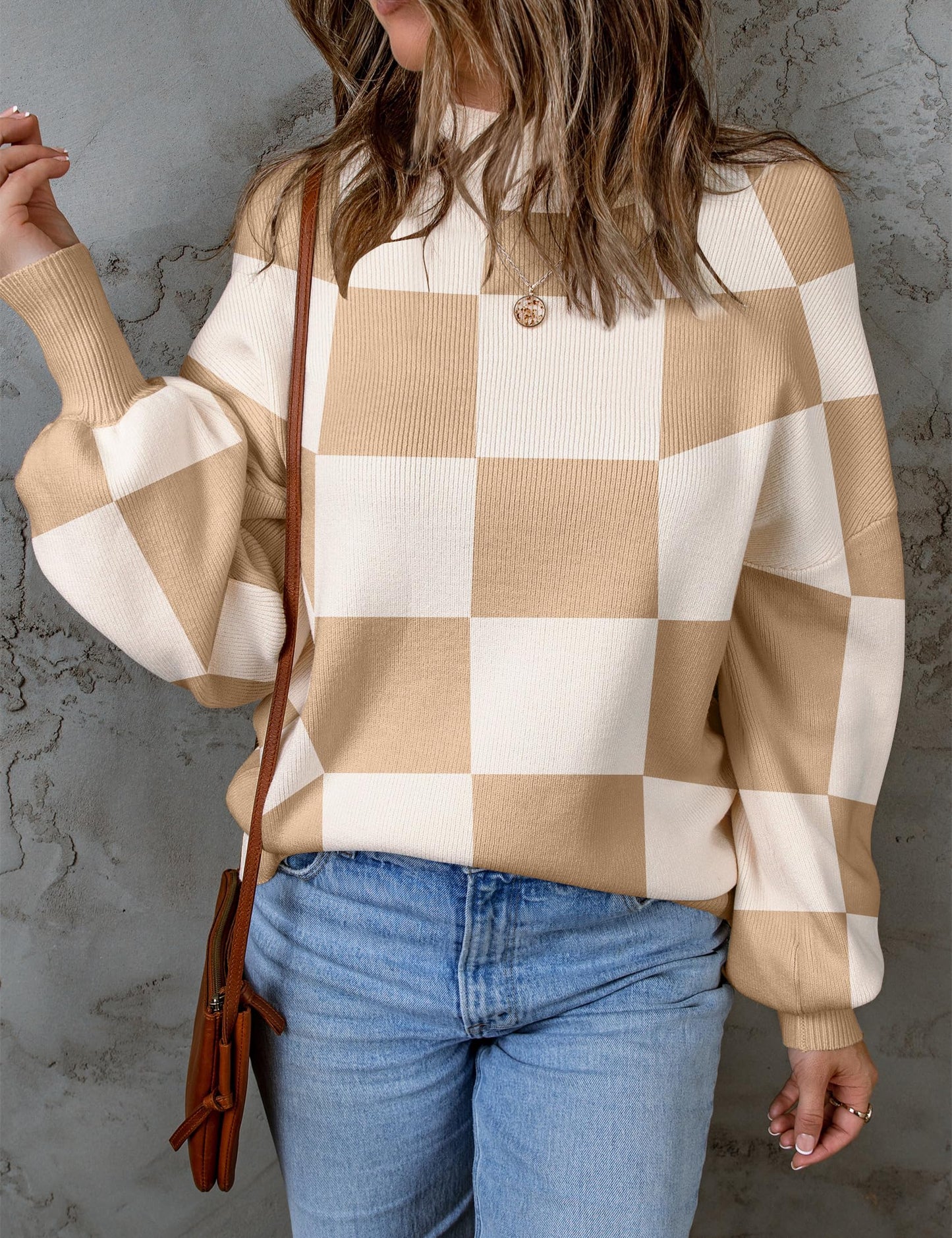 ZESICA Women's 2024 Fall Fashion Turtleneck Long Sleeve Striped Ribbed Knit Loose Pullover Sweater Tops
