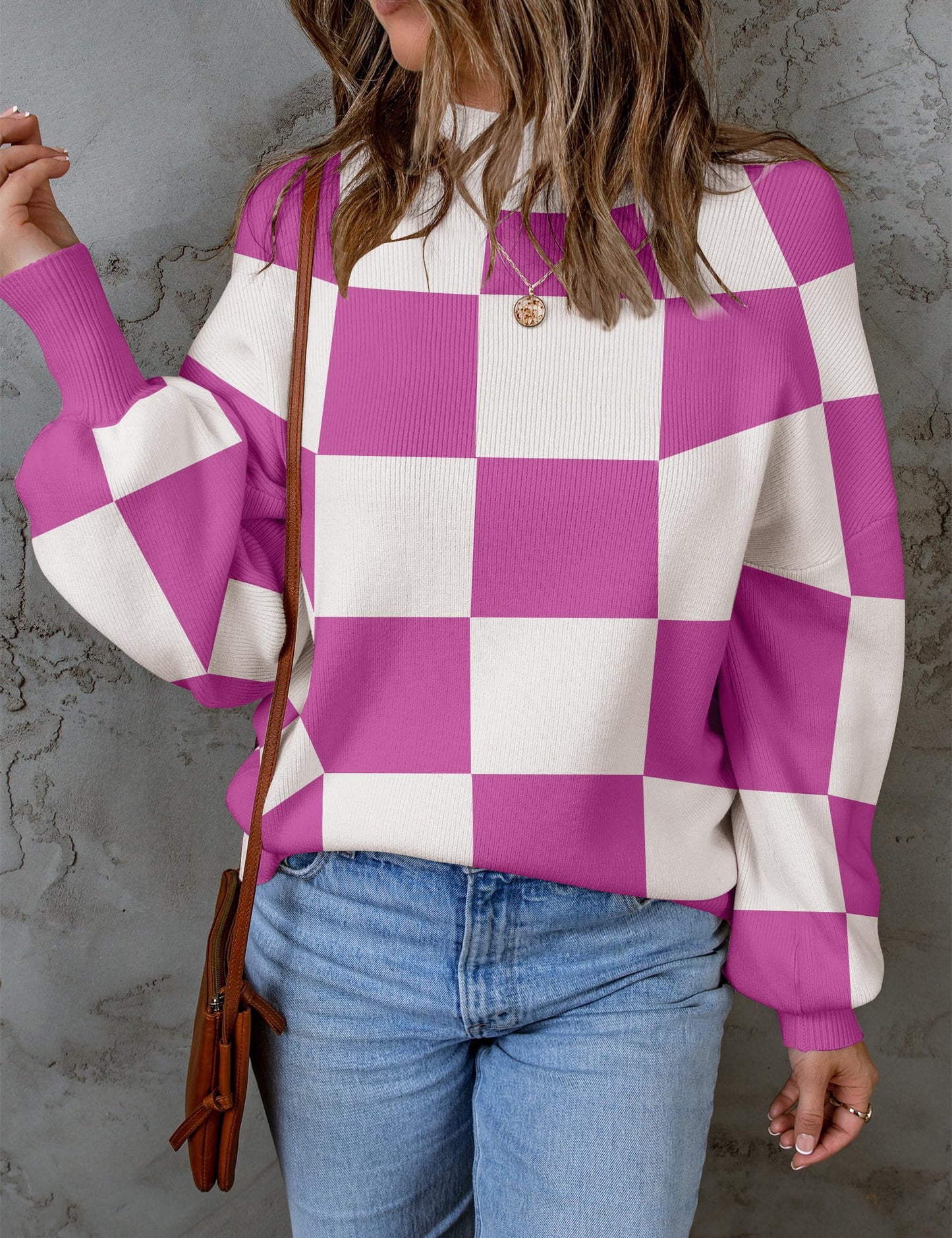 ZESICA Women's 2024 Fall Fashion Turtleneck Long Sleeve Striped Ribbed Knit Loose Pullover Sweater Tops
