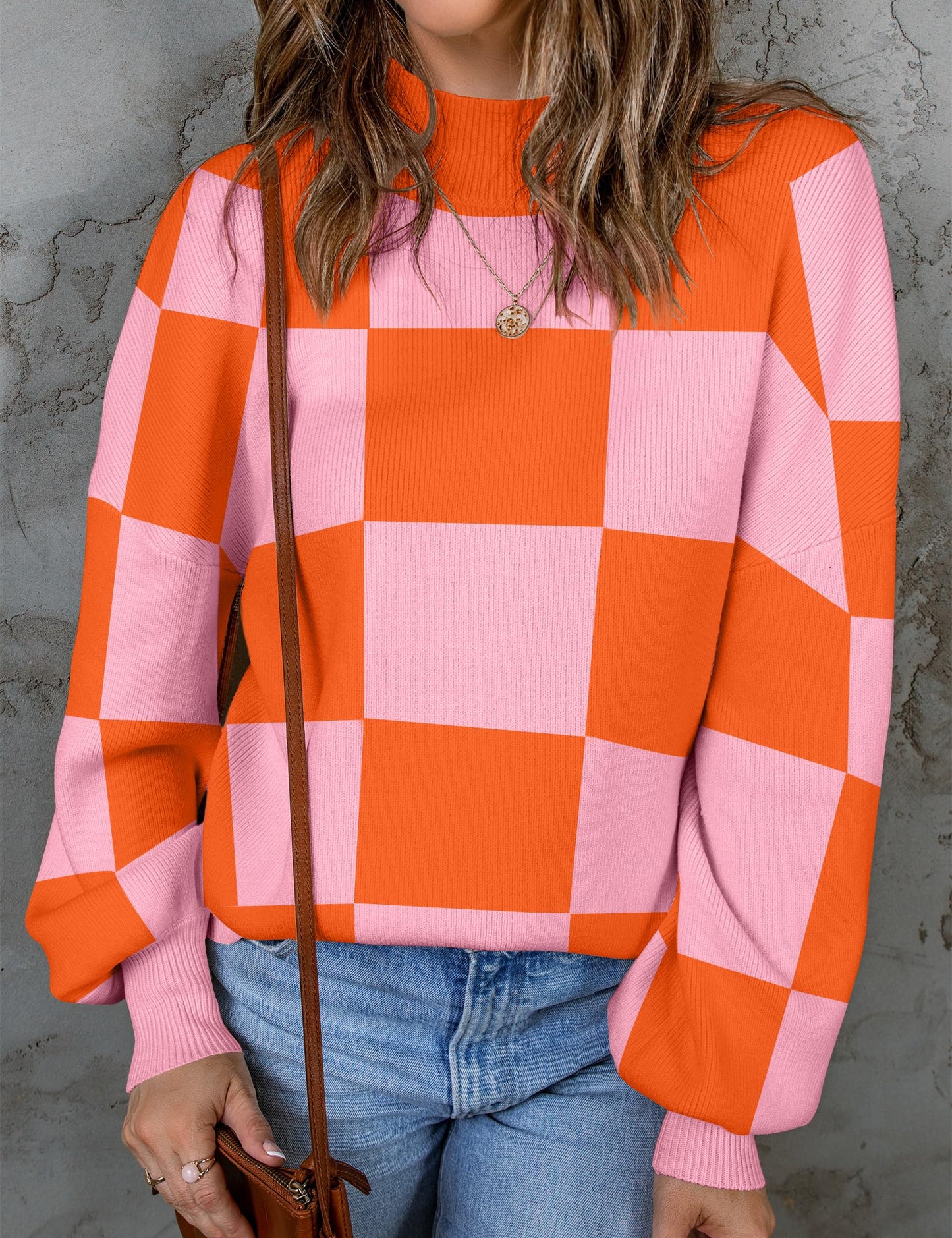 ZESICA Women's 2024 Fall Fashion Turtleneck Long Sleeve Striped Ribbed Knit Loose Pullover Sweater Tops